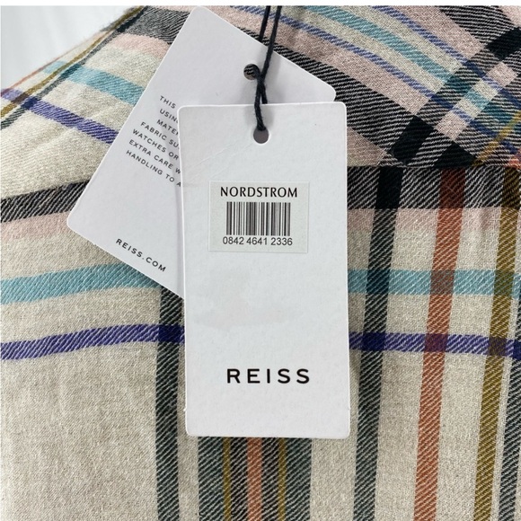 Reiss Cream Lynn Checkered Belted Plaid Long Sleeve Maxi Dress - Picture 7 of 9